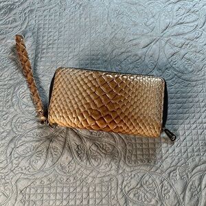Gold Metallic Quilted Wristlet Clutch